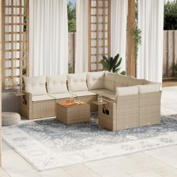 vidaXL Set de sofás de jardín 9 pzas con cojines ratán sintético beige