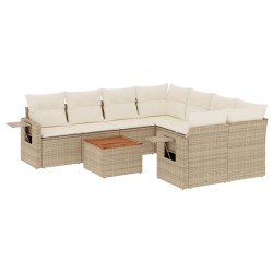 vidaXL Set de sofás de jardín 9 pzas con cojines ratán sintético beige