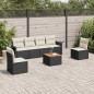 vidaXL Set de comedor de jardín 7 pzas y cojines ratán sintético negro vidaXL Set de comedor de jardín 7 pzas y cojines ratán sintético negro