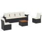 vidaXL Set de comedor de jardín 7 pzas y cojines ratán sintético negro vidaXL Set de comedor de jardín 7 pzas y cojines ratán sintético negro