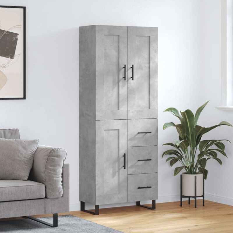 vidaXL Aparador alto madera contrachapada gris hormigón 69,5x34x180 cm vidaXL Aparador alto madera contrachapada gris hormigón 69,5x34x180 cm