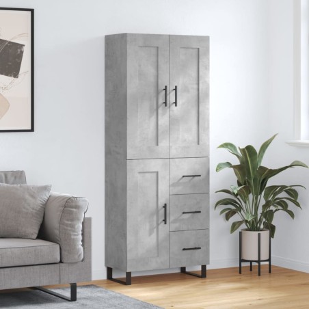 vidaXL Aparador alto madera contrachapada gris hormigón 69,5x34x180 cm