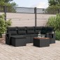 vidaXL Set de comedor de jardín 7 pzas y cojines ratán sintético negro vidaXL Set de comedor de jardín 7 pzas y cojines ratán sintético negro