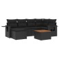 vidaXL Set de comedor de jardín 7 pzas y cojines ratán sintético negro vidaXL Set de comedor de jardín 7 pzas y cojines ratán sintético negro
