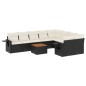 vidaXL Set de sofás de jardín 10 pzas cojines ratán sintético negro vidaXL Set de sofás de jardín 10 pzas cojines ratán sintético negro