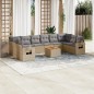 vidaXL Juego de sofás jardín con cojines beige mezcla 11 pzas ratán PE vidaXL Juego de sofás jardín con cojines beige mezcla 11 pzas ratán PE