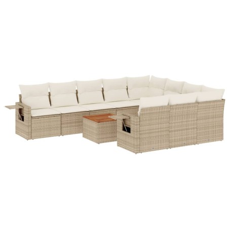 vidaXL Set de sofás de jardín 11pzas con cojines ratán sintético beige