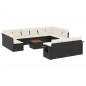 vidaXL Set sofás de jardín 14 pzas con cojines ratán sintético negro vidaXL Set sofás de jardín 14 pzas con cojines ratán sintético negro