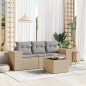 vidaXL Juego de sofás jardín con cojines 4 pzas ratán sintético beige vidaXL Juego de sofás jardín con cojines 4 pzas ratán sintético beige