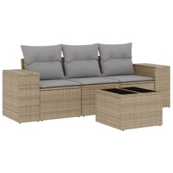 vidaXL Juego de sofás jardín con cojines 4 pzas ratán sintético beige