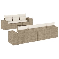 vidaXL Juego de sofás de jardín con cojines beige 8 pzas ratán PE