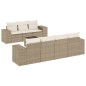 vidaXL Juego de sofás de jardín con cojines beige 8 pzas ratán PE vidaXL Juego de sofás de jardín con cojines beige 8 pzas ratán PE