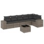 vidaXL Set de sofás de jardín 7 piezas con cojines ratán PE gris vidaXL Set de sofás de jardín 7 piezas con cojines ratán PE gris