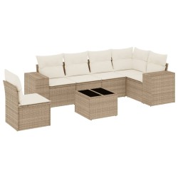 vidaXL Set sofás de jardín 7 piezas y cojines ratán sintético beige