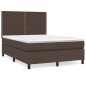 vidaXL Cama box spring con colchón cuero sintético marrón 140x200cm vidaXL Cama box spring con colchón cuero sintético marrón 140x200cm