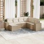 vidaXL Set sofás de jardín 7 piezas y cojines ratán sintético beige vidaXL Set sofás de jardín 7 piezas y cojines ratán sintético beige