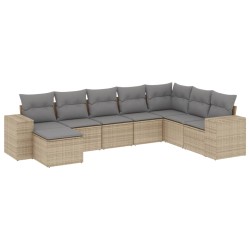 vidaXL Juego de sofás de jardín con cojines beige 8 pzas ratán PE