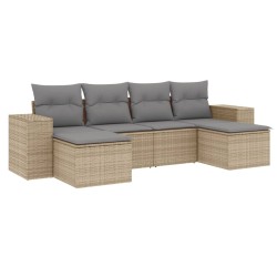 vidaXL Juego de sofás jardín con cojines 6 pzas ratán sintético beige