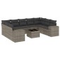 vidaXL Set de sofás de jardín 10 pzas con cojines ratán sintético gris