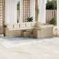 vidaXL Juego de sofás jardín con cojines beige 10 pzas ratán sintético