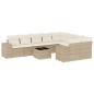vidaXL Juego de sofás jardín con cojines beige 10 pzas ratán sintético