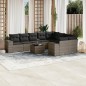vidaXL Set de sofás de jardín 10 pzas con cojines ratán sintético gris vidaXL Set de sofás de jardín 10 pzas con cojines ratán sintético gris