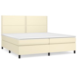vidaXL Cama box spring con colchón cuero sintético crema 200x200 cm