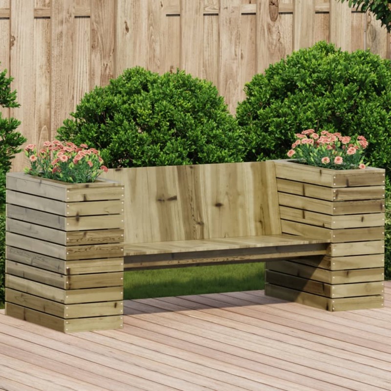 vidaXL Banco con jardineras madera de pino impregnada 167,5x60x65 cm vidaXL Banco con jardineras madera de pino impregnada 167,5x60x65 cm