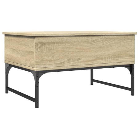 vidaXL Mesa de centro madera ingeniería metal roble Sonoma 70x50x40 cm