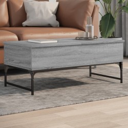 vidaXL Mesa de centro madera ingeniería metal gris Sonoma 100x50x40 cm