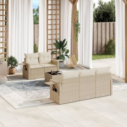vidaXL Juego de sofás jardín con cojines 6 pzas ratán sintético beige