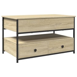 vidaXL Mesa de centro madera ingeniería metal roble Sonoma 85x50x50 cm