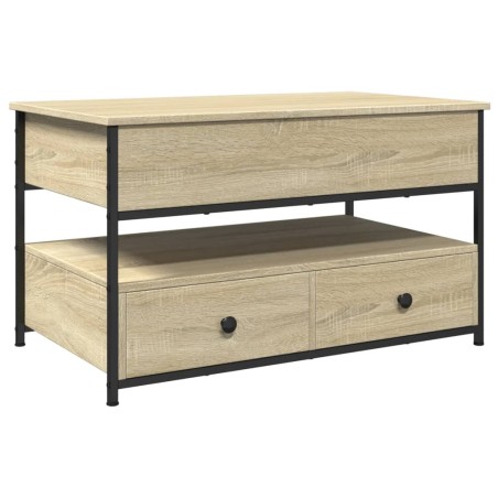 vidaXL Mesa de centro madera ingeniería metal roble Sonoma 85x50x50 cm