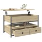 vidaXL Mesa de centro madera ingeniería metal roble Sonoma 85x50x50 cm