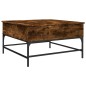 vidaXL Mesa de centro madera ingeniería y metal roble humo 80x80x45 cm vidaXL Mesa de centro madera ingeniería y metal roble humo 80x80x45 cm