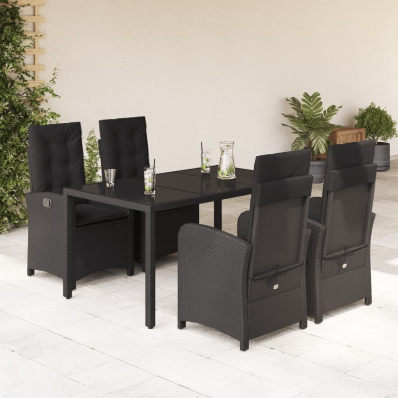 vidaXL Set de muebles jardín 5 pzas con cojines ratán sintético negro