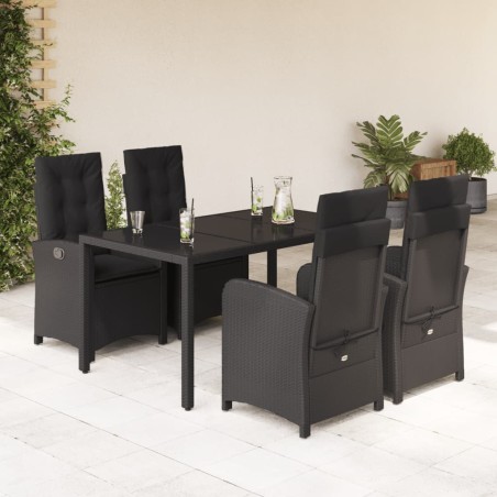 vidaXL Set de muebles jardín 5 pzas con cojines ratán sintético negro