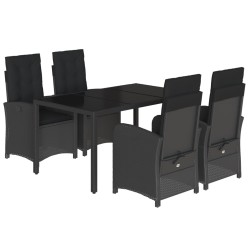 vidaXL Set de muebles jardín 5 pzas con cojines ratán sintético negro