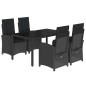vidaXL Set de muebles jardín 5 pzas con cojines ratán sintético negro