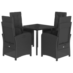 vidaXL Set de muebles jardín 5 pzas con cojines ratán sintético negro