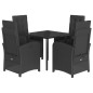 vidaXL Set de muebles jardín 5 pzas con cojines ratán sintético negro vidaXL Set de muebles jardín 5 pzas con cojines ratán sintético negro