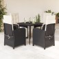 vidaXL Set de muebles jardín 5 pzas con cojines ratán sintético negro vidaXL Set de muebles jardín 5 pzas con cojines ratán sintético negro