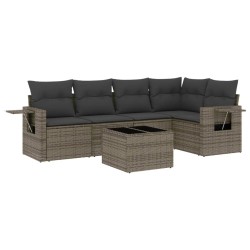 vidaXL Set de muebles de jardín 6 pzas y cojines ratán sintético gris
