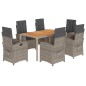 vidaXL Set comedor jardín 7 pzas y cojines ratán sintético gris vidaXL Set comedor jardín 7 pzas y cojines ratán sintético gris