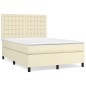 vidaXL Cama box spring con colchón cuero sintético crema 140x200cm vidaXL Cama box spring con colchón cuero sintético crema 140x200cm