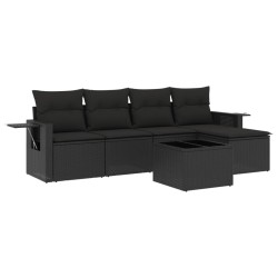 vidaXL Set de sofás de jardín 6 piezas y cojines ratán sintético negro