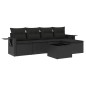 vidaXL Set de sofás de jardín 6 piezas y cojines ratán sintético negro vidaXL Set de sofás de jardín 6 piezas y cojines ratán sintético negro