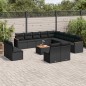 vidaXL Set sofás de jardín 14 pzas con cojines ratán sintético negro vidaXL Set sofás de jardín 14 pzas con cojines ratán sintético negro