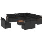 vidaXL Set sofás de jardín 14 pzas con cojines ratán sintético negro vidaXL Set sofás de jardín 14 pzas con cojines ratán sintético negro
