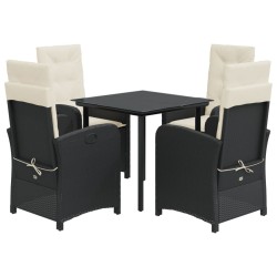 vidaXL Set de muebles jardín 5 pzas con cojines ratán sintético negro